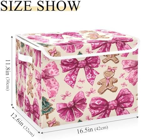 Bolaz Storage Bins with Lids and Handles, Cookie Bow Christmas Tree Pattern - Image 3
