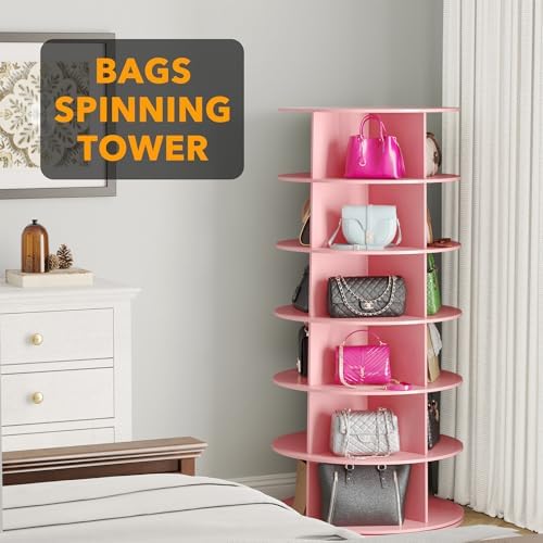 SpaceAid 6 Tier Rotating Shoe Rack Tower, Spinning Shoe Display Lazy Susan - Image 5
