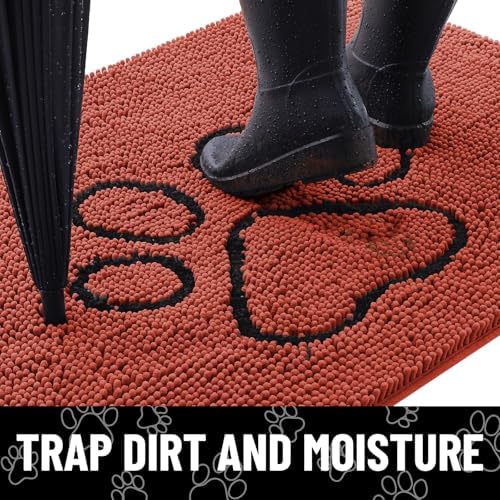 Smiry Dog Door Mat for Muddy Paws, Absorbent Non Slip Dirt Trapper - Image 2