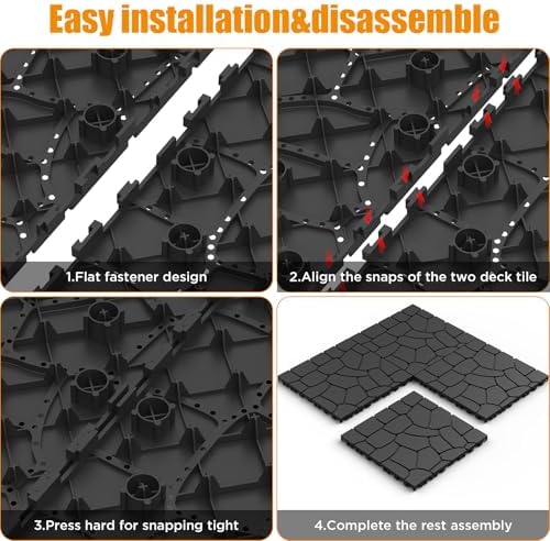 44Pcs Plastic Drainage Interlocking Floor Tiles 12" x 12", Modular Interlocking - Image 3