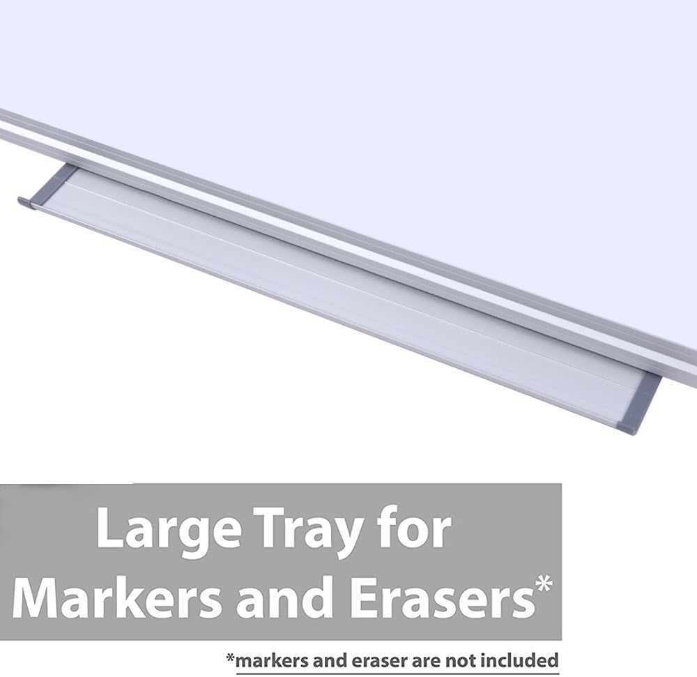 48 x 24-in Magnetic Dry Erase Board with Pen Tray| Aluminum Frame Portable Wall Large Whiteboard Message Presentation Board for Office & Classroom