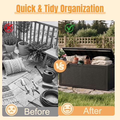 Outdoor Storage Box, 160 Gallon Waterproof Resin Deck Box - Image 2