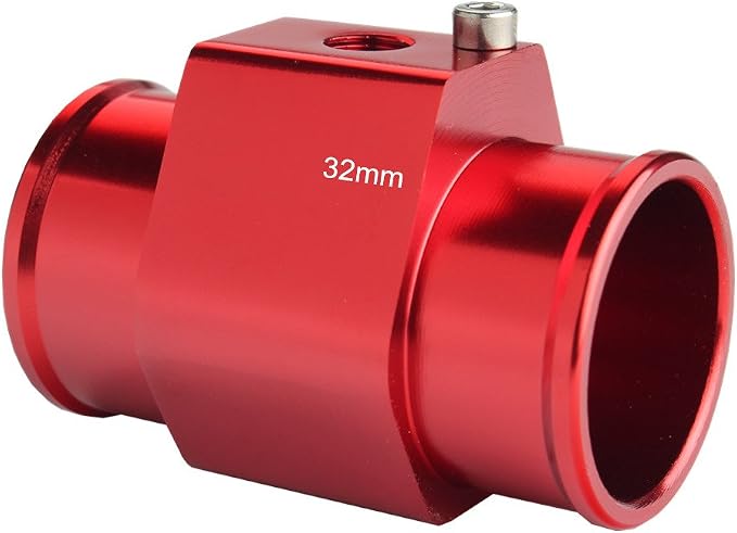 Dewhel Aluminum Red Water Temp Meter Temperature Gauge Joint Pipe Radiator by DEWHEL