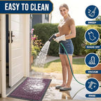 Smiry Front Door Mat Outside Entrance, Low Profile Rubber Doormat - Image 6