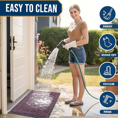 Smiry Front Door Mat Outside Entrance, Low Profile Rubber Doormat - Image 6