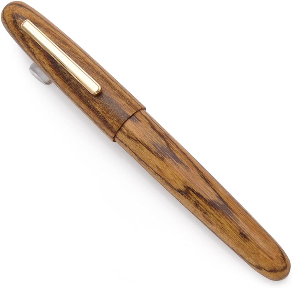 JINHAO 9056 Natural Wood Fountain Pen Handmade Ink Pen (Tiger Wood, Medium Nib 0.7mm)