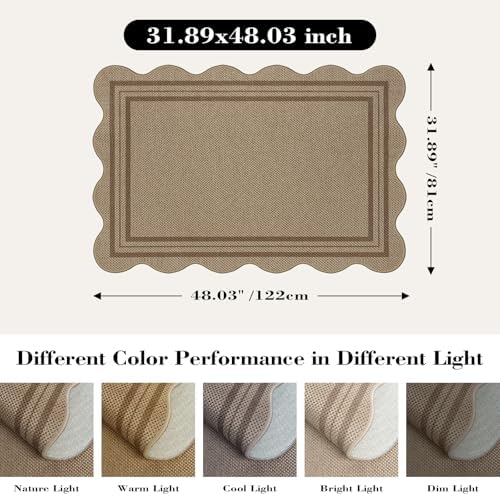 Easy Jute Front Door Mat, 2.6x4 Washable Entryway Rug Non Slip Small Kitchen Rug - Image 2