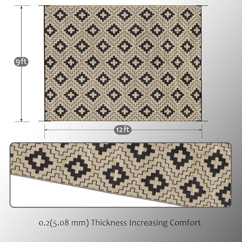 SAND MINE Waterproof Outdoor Rug 9x12 ft, Reversible Plastic Straw Area Rug - Image 2