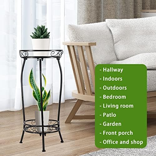 Kavlium Plant Stand Indoor Outdoor, 2 Pack, Tall Metal, 2 Tier 27.1 Inch - Image 5