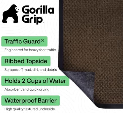 GORILLA GRIP Traffic Guard Indoor Outdoor Heavy Duty Door Mat, 29x17 Brown - Image 2