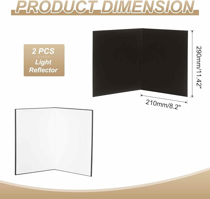 2Pcs 11"x8" Light Reflector 2 in 1 Photography Reflector Cardboards, Foldable & - Image 2