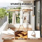 Clothes Drying Rack Foldable, Rotary Tripod Laundry Drying Rack, 16 Wooden Poles - Image 4