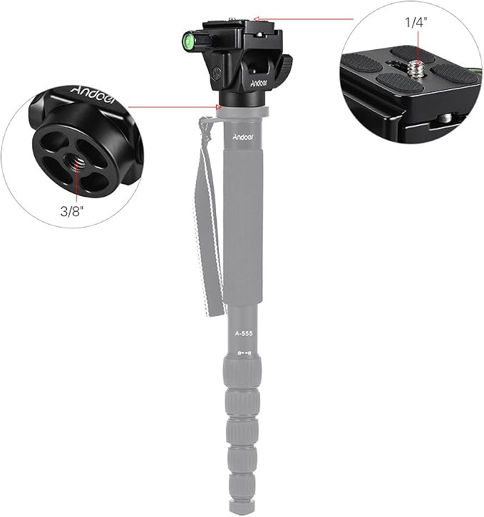 Andoer M-12 Monopod Tilt Head Panoramic Head Telephoto Bird Watching - Image 4