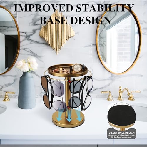 kondyfayo 360° Rotating Sunglass Organizer Storage, Stainless Steel Glasses - Image 5