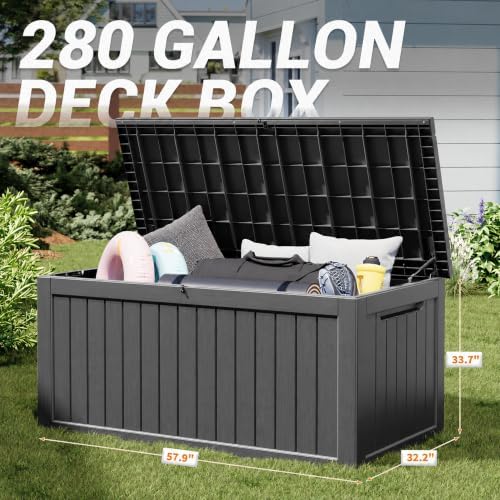 KAMABOKO Outdoor Storage Box, 280 Gallon Deck Box Outdoor Waterproof - Image 2