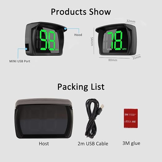 VJOYCAR New Speedometer HUD GPS Digital Speed Meter MPH Speedo Head Up Display - Image 8
