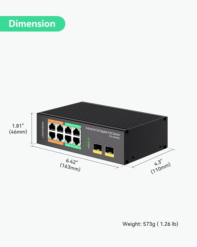 LINOVISION Industrial 8-Port Full Gigabit PoE Switch - Image 8