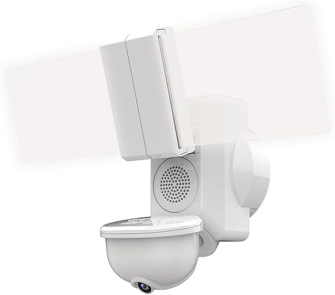 Video Wi-Fi Connected White Wired EdgeLit Motion Activated Outdoor Security by Secur360
