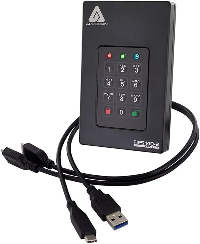 Apricorn 2TB Aegis Fortress L3- FIPS Level 3 Validated USB 3.0 Hardware by Apricorn