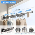 Clothes Drying Rack Wall-Mounted, 3-Fold Retractable Clothes Hanger - Image 2