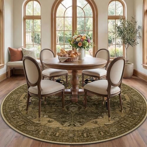 RELEANY Washable Area Rug, Round 7ft by RELEANY