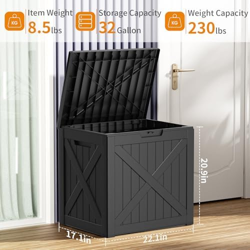 PatioZen 32 Gallon Resin Deck Box, Lockable Outdoor Storage Box - Image 6