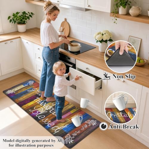 HEBE Anti Fatigue Kitchen Mat Set of 2, Cushioned Kitchen Mats - Image 4