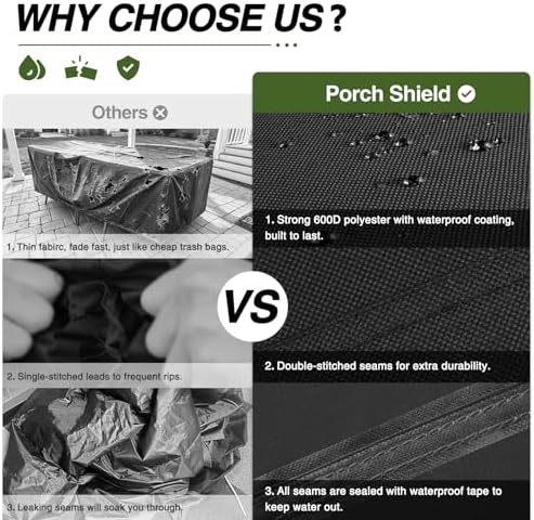 Porch Shield Waterproof Rectangular Patio Table Cover 75 x 43 inch - Image 3