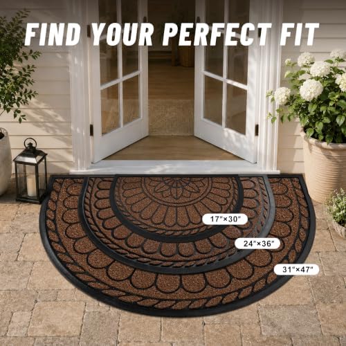 Mibao Half Round Door Mat, Non-Slip Welcome Entrance Way Mat, Durable Rubber - Image 5