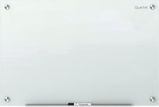 Quartet Whiteboard, Glass Dry Erase Board, Magnetic, 8' x 4', Infinity Frameless Mounting, White Surface, Accessory Tray, 1 Dry Erase Marker and 2 Glass Board Magnets (G9648W-A)