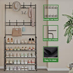 Coat Rack Shoe Rack With Storage Hooks Standing Organizer 4 Tier - Image 5