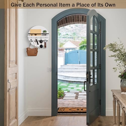 Key Holder Wall Mount with Shelf and Hooks, Mail Organizer - Image 2