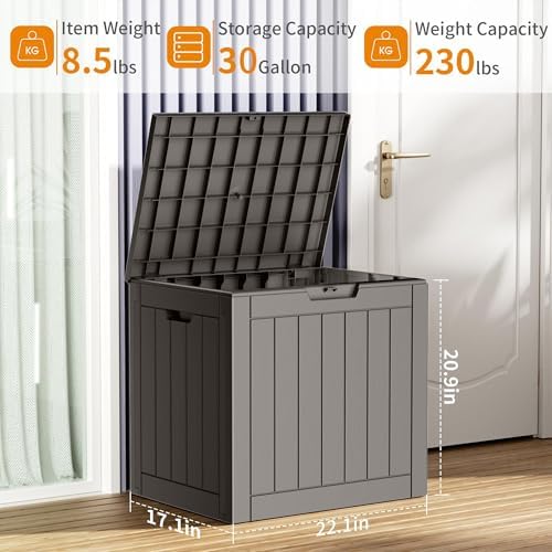 PatioZen 30 Gallon Resin Deck Box, Lockable Outdoor Storage Box - Image 6
