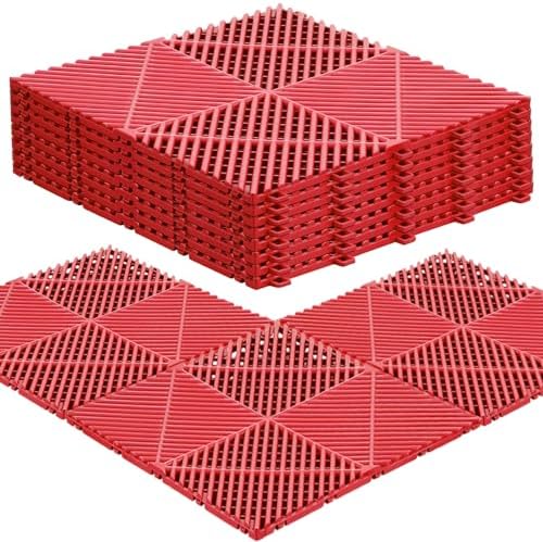 Barydat 24 Pcs 12x12 Garage Floor Tiles Interlocking Drainage by home