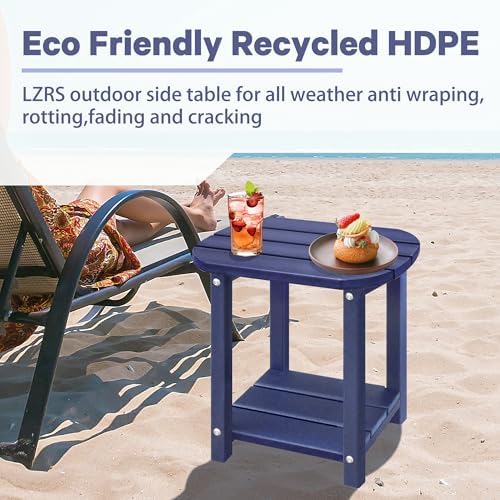 LZRS 2-Tier Patio Side Table, Heavy Duty HDPE Outdoor End Table - Image 7