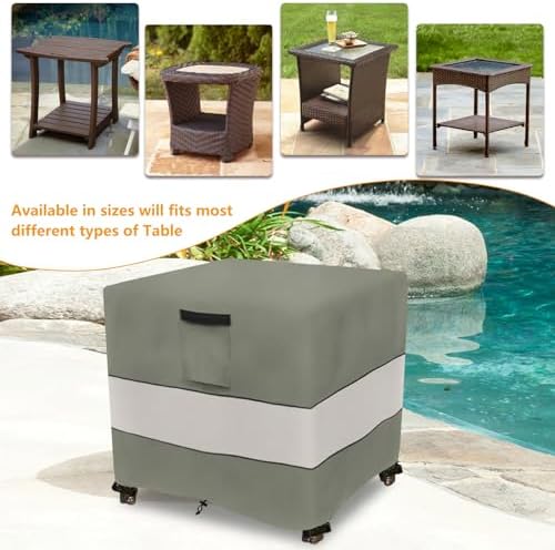Patio Wicker Side Table Cover, 22W x 22D x 18H inch, Waterproof Square Patio - Image 4