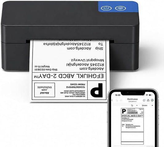 Bluetooth Thermal Shipping Label Printer, 4x6 Portable Thermal Label Printer by ETIKEZ