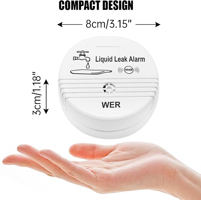 WER Water Leak Alarm Sensor, Battery Operated Leak Alert, 90dB Water Detector - Image 4