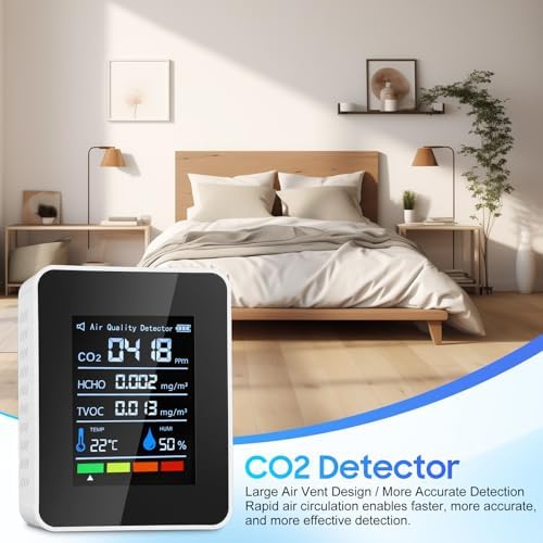 Air Quality Monitor, 5 in 1 Portable Quality Tester, CO2 Detector Air Quality - Image 4