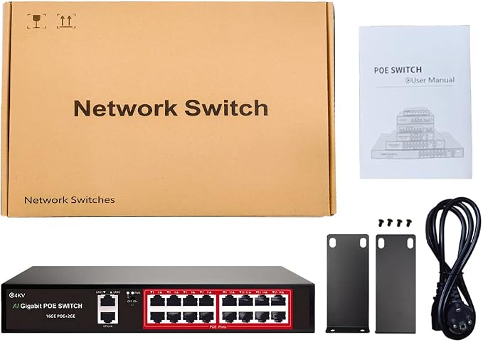 STEAMEMO 16 Port Gigabit PoE Switch, Smart Managed Gigabit Ethernet Switch - Image 9