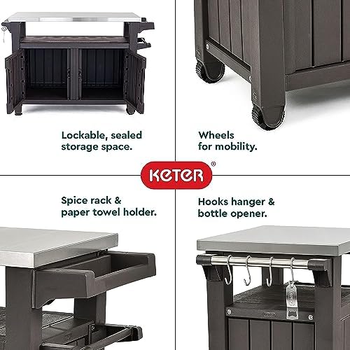 Keter Outdoor Rolling Table Cart - Image 3