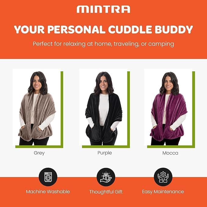 Mintra Home Wearable Microfiber Shawl – Soft and Warm Fleece Wrap - Image 4