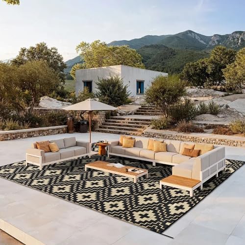 SAND MINE Waterproof Outdoor Rug 9x12 ft, Reversible Plastic Straw Area Rug - Image 5