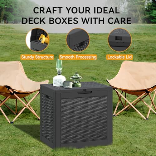 KAMABOKO Outdoor Storage Box, 29 Gallon Deck Box Outdoor Waterproof Small - Image 4