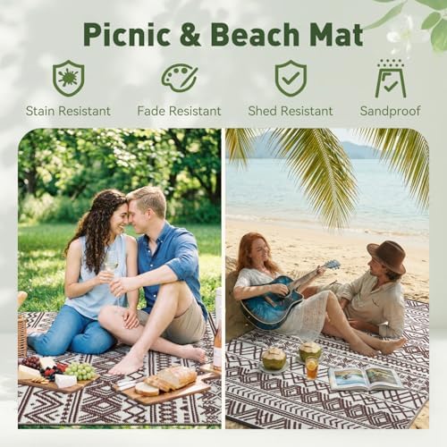 MontVoo Outdoor Rug Carpet Waterproof 5x8 Outdoor Patio Rug Mat Reverisble - Image 5