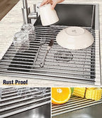 Tomorotec Roll Up Dish Drying Rack Over Sink, 304 Steel - Image 2