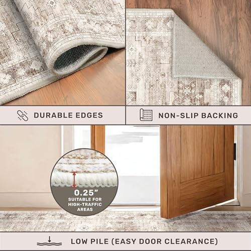 Beige Washable 8ft Long Runners - Image 4