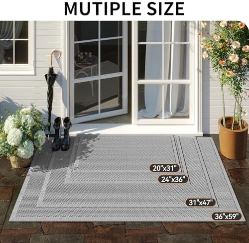 Front Door Mat Outside Entrance Drainage Doormat Grey 20"x31" - Image 2