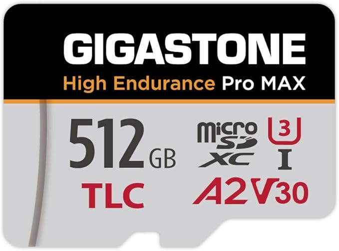 GIGASTONE 512GB Micro SD Card, TLC High Endurance Pro MAX, Speed Up to 180/150 by Gigastone
