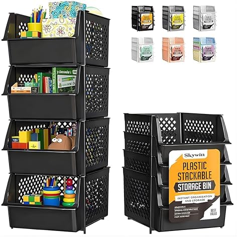 Skywin Stackable Storage Bins Open Front by Skywin